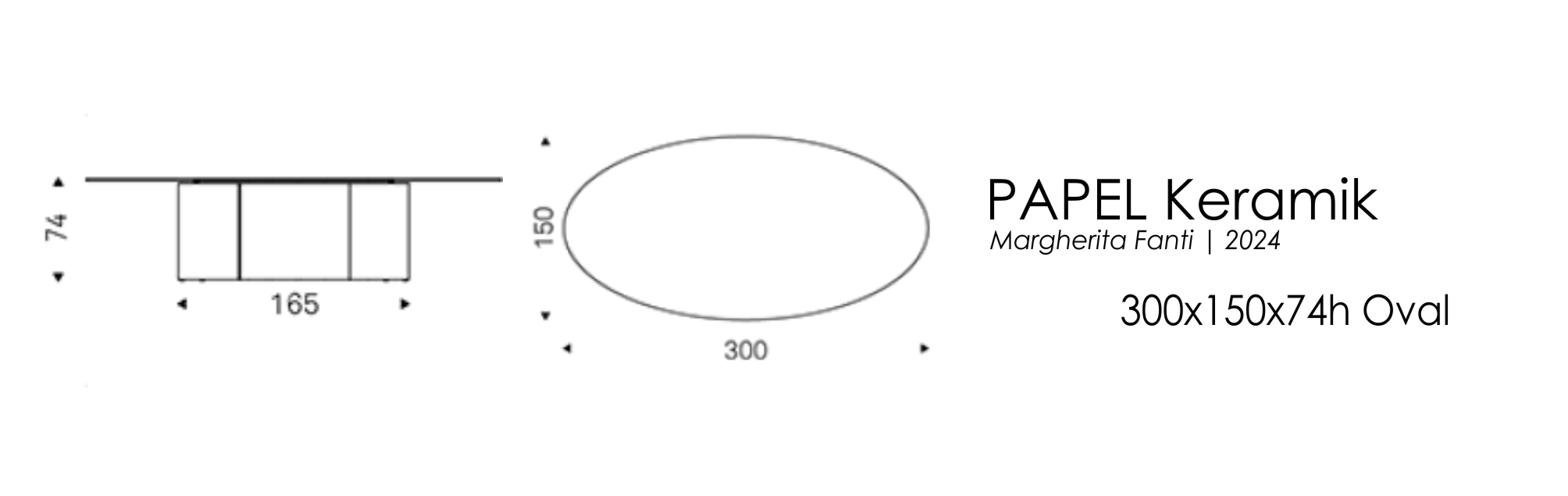 PAPEL - 300x150x74h Oval (керамика)