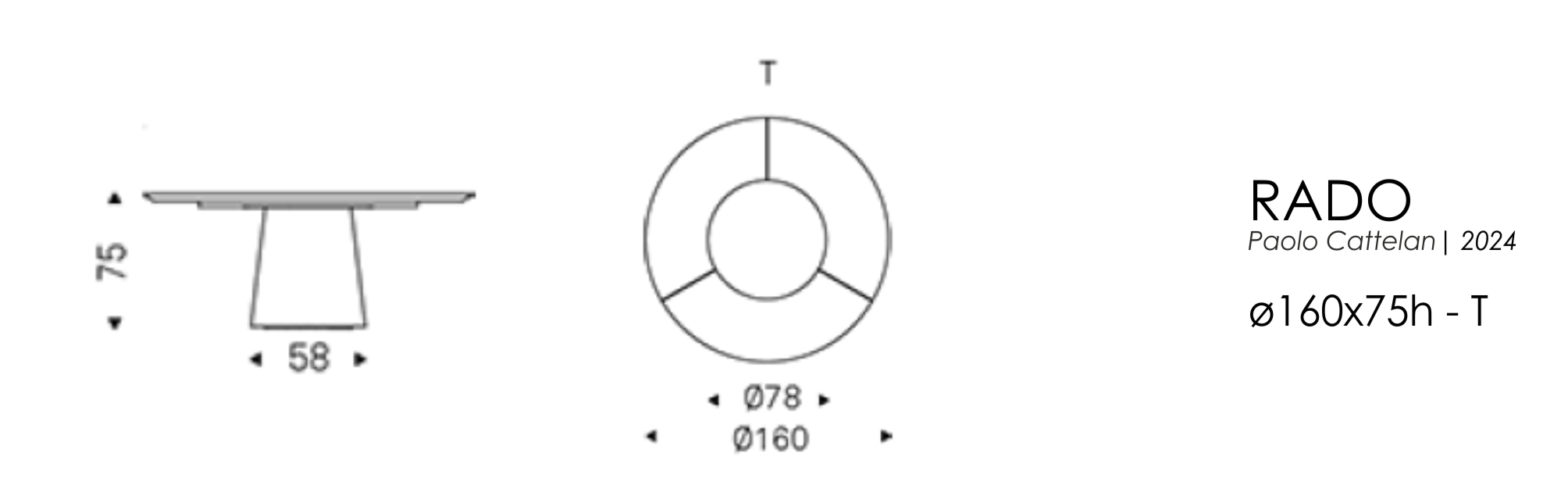 RADO - ø160x75h - T (кер.+шп.)