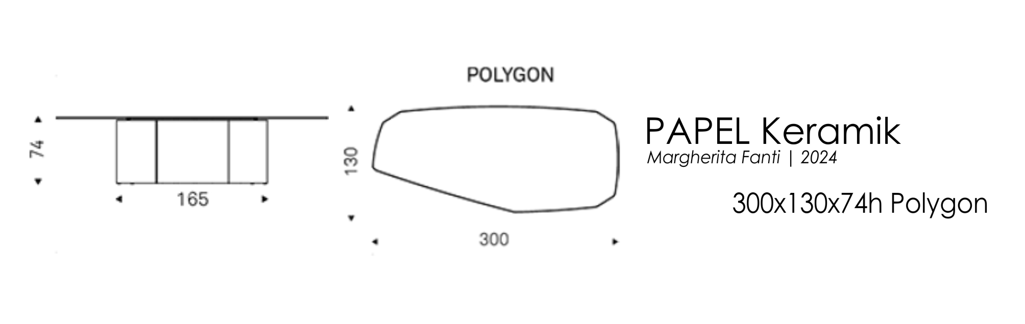 PAPEL - 300x130x74h Polygon (керамика)